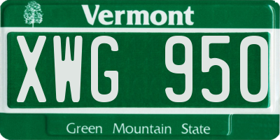 VT license plate XWG950