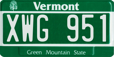 VT license plate XWG951