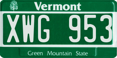VT license plate XWG953