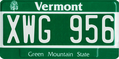 VT license plate XWG956