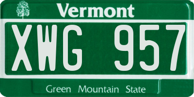 VT license plate XWG957