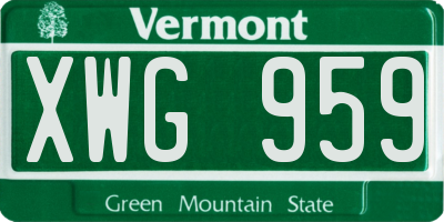 VT license plate XWG959
