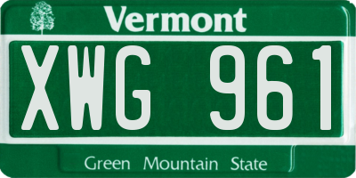 VT license plate XWG961