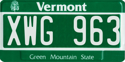 VT license plate XWG963