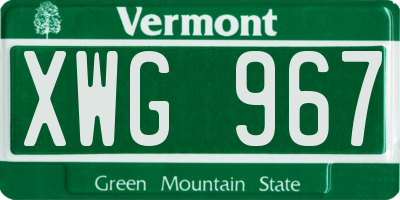 VT license plate XWG967