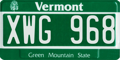 VT license plate XWG968