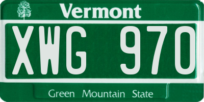 VT license plate XWG970