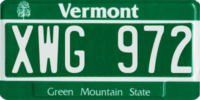 VT license plate XWG972