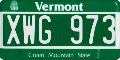 VT license plate XWG973