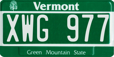 VT license plate XWG977