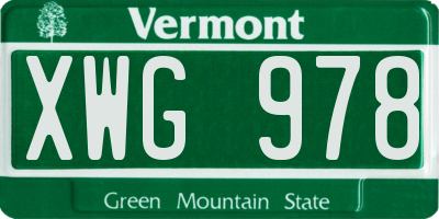 VT license plate XWG978