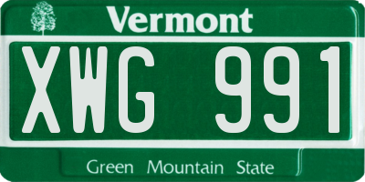 VT license plate XWG991