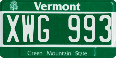 VT license plate XWG993