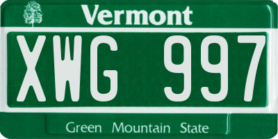VT license plate XWG997