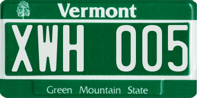 VT license plate XWH005