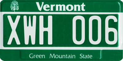 VT license plate XWH006