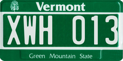 VT license plate XWH013