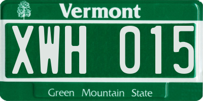 VT license plate XWH015