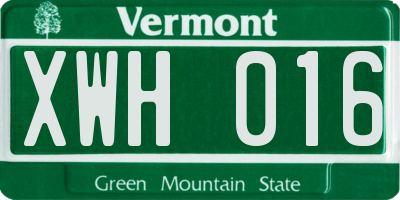 VT license plate XWH016