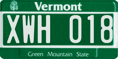 VT license plate XWH018