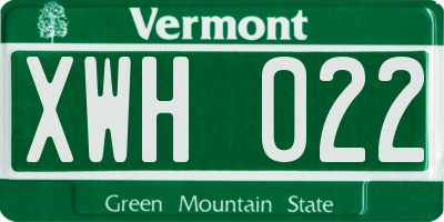 VT license plate XWH022