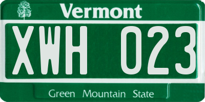 VT license plate XWH023