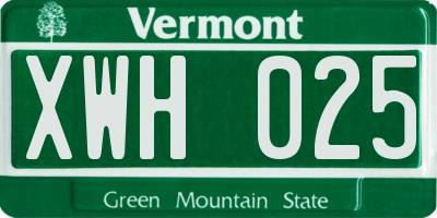 VT license plate XWH025