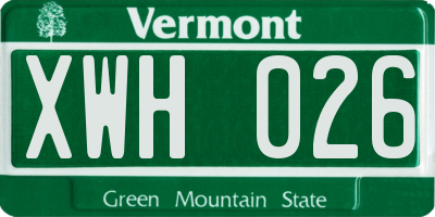 VT license plate XWH026