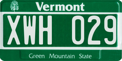 VT license plate XWH029