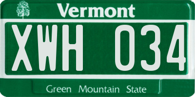 VT license plate XWH034