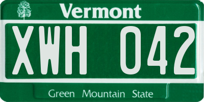 VT license plate XWH042