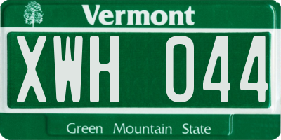 VT license plate XWH044