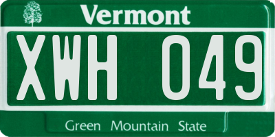 VT license plate XWH049