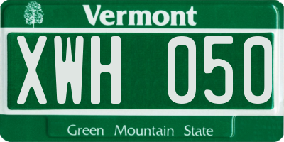 VT license plate XWH050
