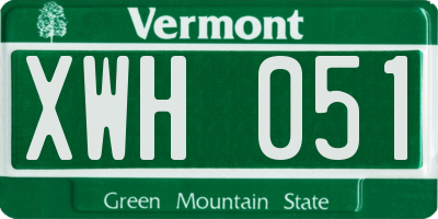 VT license plate XWH051