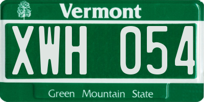 VT license plate XWH054