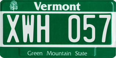 VT license plate XWH057