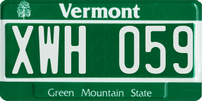 VT license plate XWH059