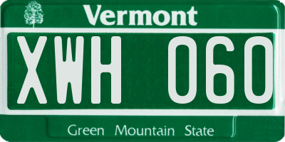 VT license plate XWH060