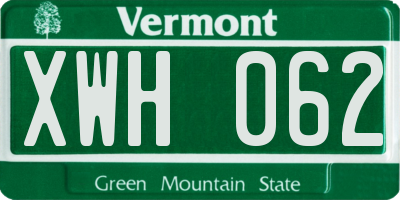 VT license plate XWH062