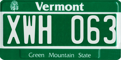 VT license plate XWH063