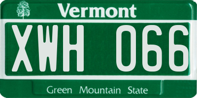 VT license plate XWH066