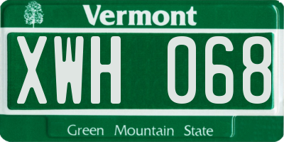 VT license plate XWH068