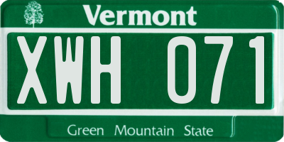 VT license plate XWH071