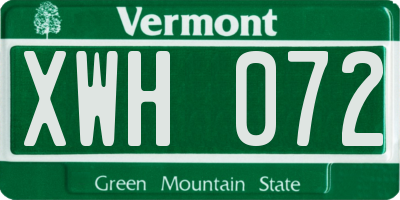 VT license plate XWH072