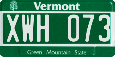VT license plate XWH073