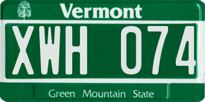 VT license plate XWH074