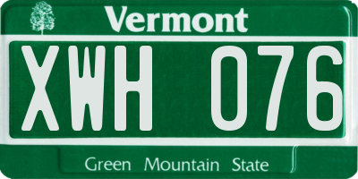 VT license plate XWH076