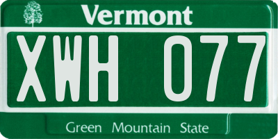 VT license plate XWH077
