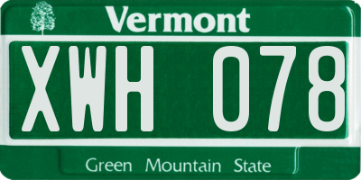 VT license plate XWH078